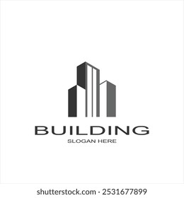 Building logo with creative icon vector illustration