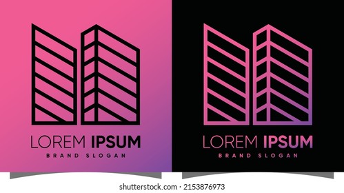 Building logo with creative modern syle Premium Vector 