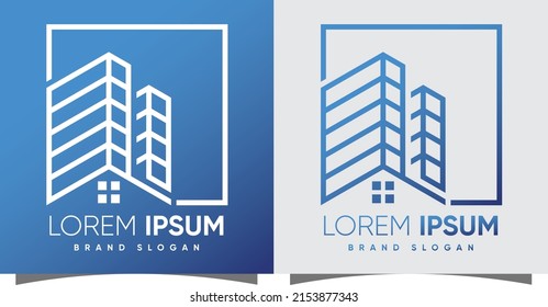 Logo de construcción con el estilo moderno y creativo Vector Premium 