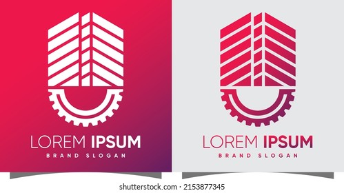 Logo de construcción con el estilo moderno y creativo Vector Premium 