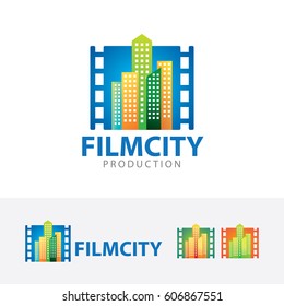 Building logo design. Architecture, Construction and city. Movie and Cinema logo concept. Vector logo template