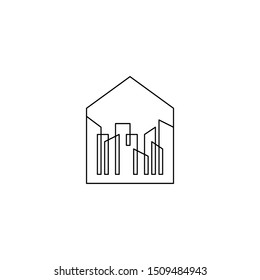 Building Logo Design with Black Lines