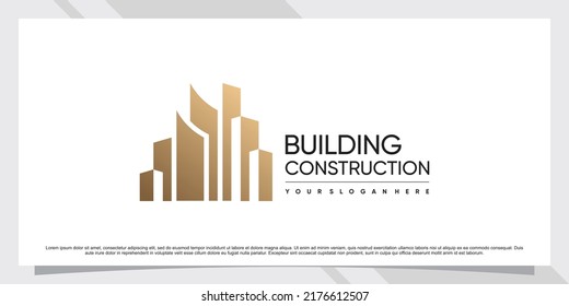 Building logo design for business construction with creative concept Premium Vector