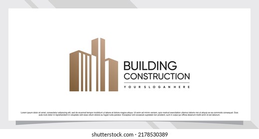 Design des Gebäudes-Logos für den Unternehmensaufbau mit kreativem Konzept Premium Vector