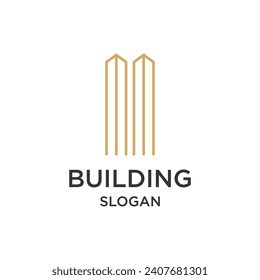 Building logo design for business construction with creative element premium vector