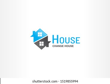 Building logo design. Change house logo design with blue and black color