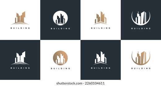 Building logo design collection with modern concept
