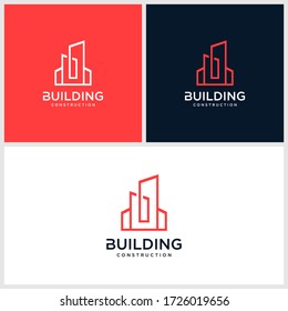 building logo design concept, architectural, construction Premium Vector