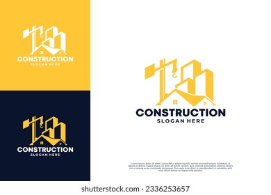Building logo design. Construction logo concept.