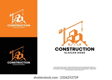 Building logo design. Construction logo concept.