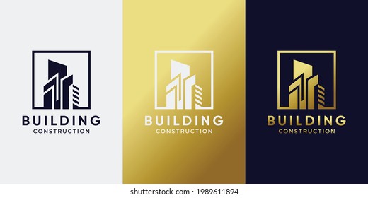 Design des Bauzeichens für kreatives Konzept und goldene Farben 