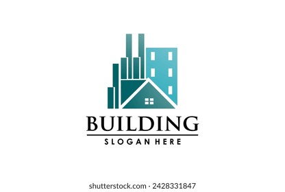 building logo design construction home house real estate business company