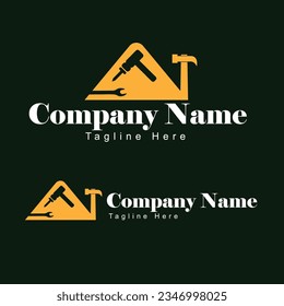 Building logo design, Construction logo, modern building + tools, home, house, brand identity 