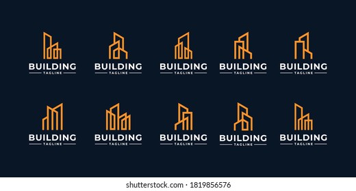 Building logo design. construction logo design. Premium Vector