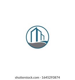 Design des Gebäudes-Logos. Vektorillustration für Bau- und Immobiliendesign.