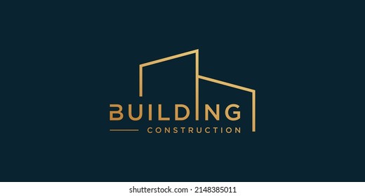 Building logo design with creative concept Premium Vector