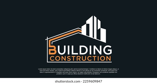 Diseño de logotipo de construcción con concepto creativo único Vector Premium Parte 1