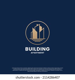 diseño de logotipo de construcción creativo con color dorado