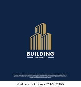 building logo design creative with golden color