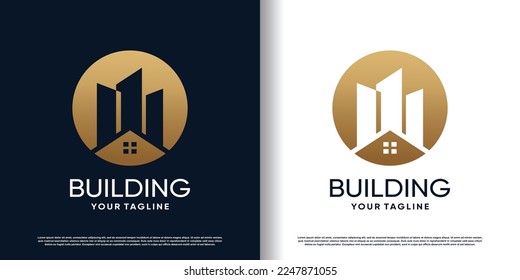 Baulogo-Design mit kreativem, einzigartigem Stil und Premium-Vektorgrafik