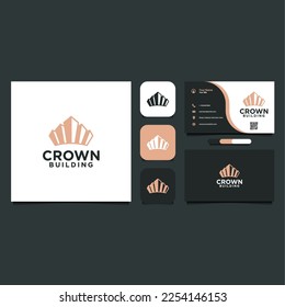 building logo design with crown and luxury