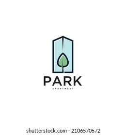 building logo design with flat graphic and eco concept for real estate