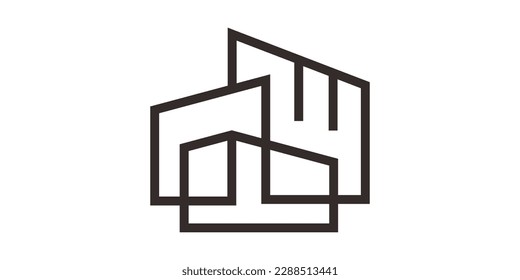 building logo design icon line vector illustration