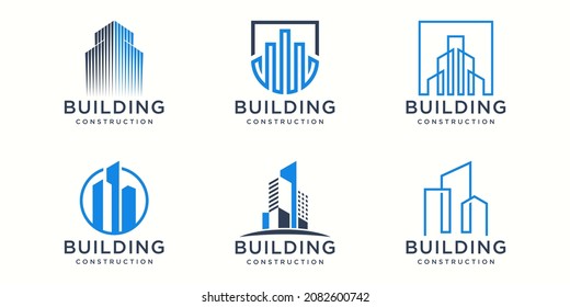 Design-Symbole für das Gebäude. Stadtbau abstrakt für Logo Design Inspiration.
