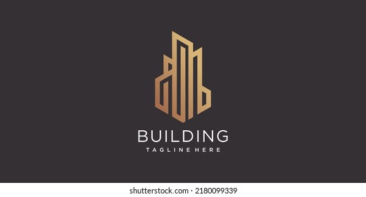 Building logo design idea with modern style Premium Vector