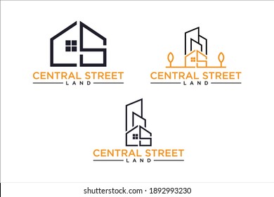 building logo design with initials letter style	
