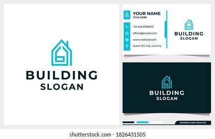 building logo design with letter B initial concept and business card template