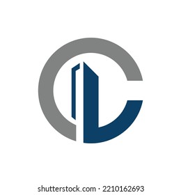 Building logo design with letter C. Letter C logo design with building icon design