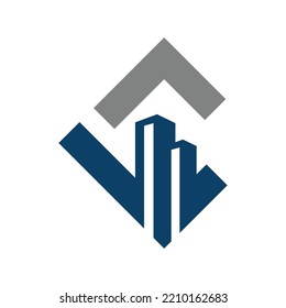 Building logo design with letter L and C. Letter L and C logo design with building icon design