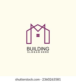 Building logo design with letter M concept