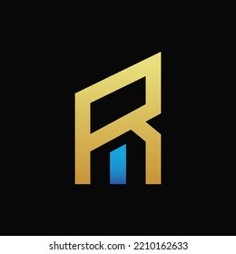 Building logo design with letter R logo design. Building icon design with letter R