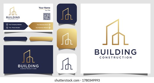 building logo design with line art style. city building abstract For Logo Design Inspiration and business card design