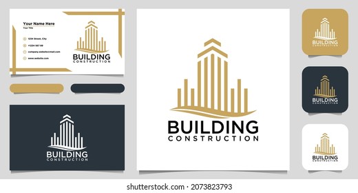 building logo design with line art style. city building abstract For Logo Design Inspiration and business card design