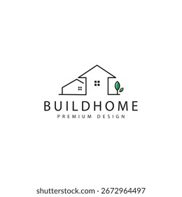 Gebäude Logo Design Linie Kunststil, Haus-Logo, Vektorgrafik