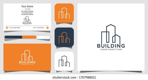 building logo design with line concept. city building abstract For Logo Design Inspiration. logo design and business card