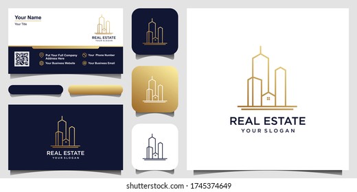 building logo design with line concept. city building abstract For Logo Design Inspiration. logo design and business card