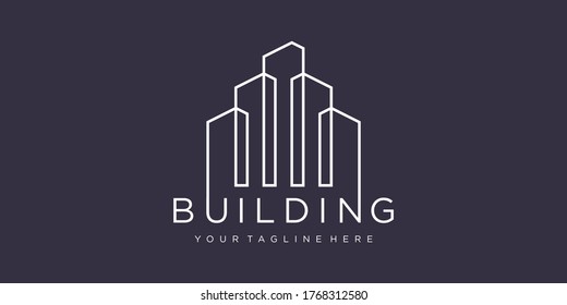 diseño de logotipo de construcción con concepto de línea. abstracto de construcción de ciudades para la inspiración de diseño de logotipos. diseño de tarjeta de negocios