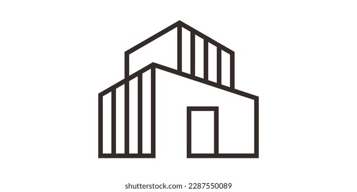 building logo design line icon vector illustration