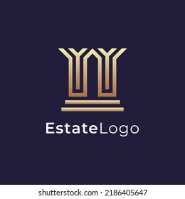 Building Logo Design Line Outline Style Stock Vector (Royalty Free ...