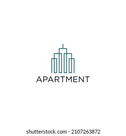 Building logo design with line vector graphic concept for real estate