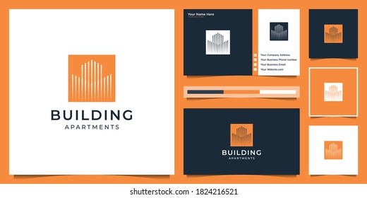 Building logo design with modern concept. city building construction abstract for logo design template. logo design and business card