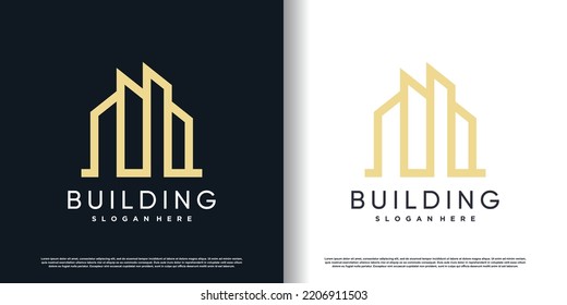 Building logo design with modern concept Premium Vector