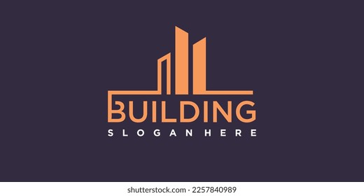 Diseño del logo de la construcción con idea moderna, inmobiliario, apartamento, casa