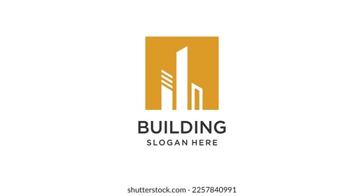 Diseño del logo de la construcción con idea moderna, inmobiliario, apartamento, casa