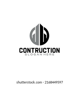 Building logo design with negative space style real estate, architecture, construction