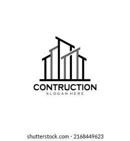Building logo design with negative space style real estate, architecture, construction